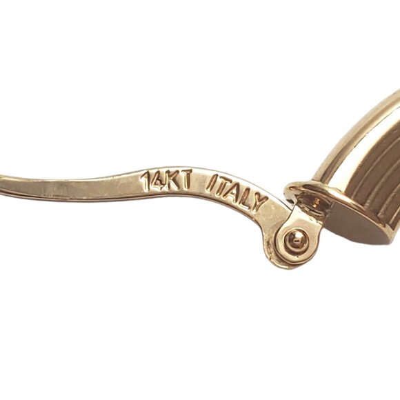 14K Yellow Gold Concave Ribbed Hoop Earrings #17628 - Picture 4 of 5